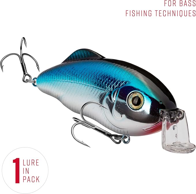 Strike King Hybrid Hunter Shallow Jr. Fishing Lure, Shallow Diving Crankbait, 90-Degree Bill, 3D Eyes, Loud Rattle, Dives 1 to 3-Feet,Size 4 & 6 Treble Hooks