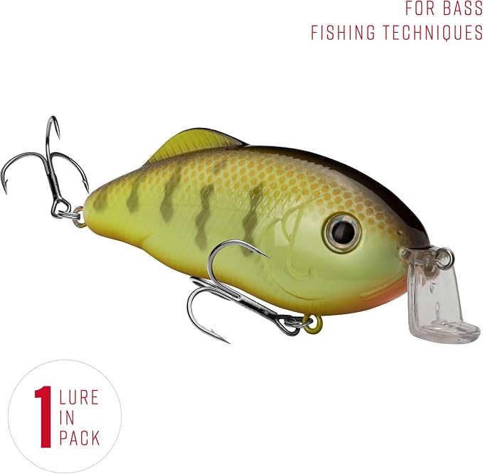 Strike King Hybrid Hunter Shallow Jr. Fishing Lure, Shallow Diving Crankbait, 90-Degree Bill, 3D Eyes, Loud Rattle, Dives 1 to 3-Feet,Size 4 & 6 Treble Hooks