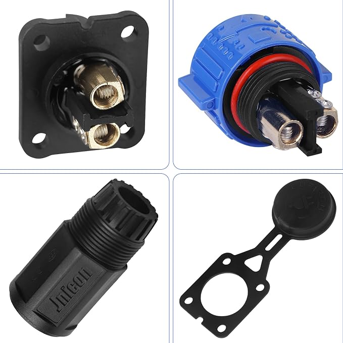 Trolling Motor Plug Receptacle Set, 12V/24V/ 36V/48V Plug for Trolling Motor/Down Rigger/Fishing Reel,Waterproof Marine Boat DC Power Connector