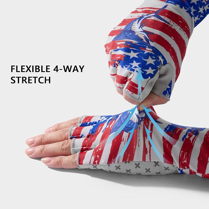 BASSDASH Unisex UPF 50+ Half Finger Sun Gloves Fingerless Breathable UV Protection for Fishing Hiking Kayaking Rowing FG02