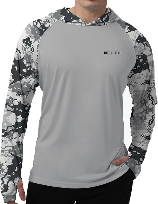 Men's UPF 50+ Sun Protection Hoodie Shirt Long Sleeve SPF Fishing Outdoor UV Hiking Lightweight Shirts