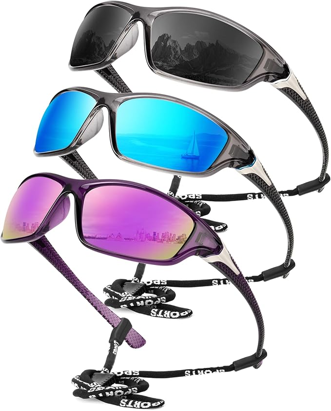 KALIYADI 4 Pack Polarized Sunglasses-Men Sports Sun-glasses: Mens Sunglasses UV Protection for Fishing Driving Cycling