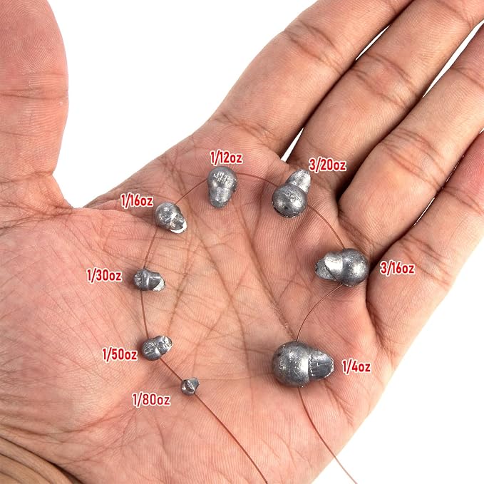Dr.Fish 100 Pack Removable Split Shot Weights Lead Fishing Sinkers Fly Fishing Line Sinkers Reuseable Clip On Weights Freshwater Saltwater