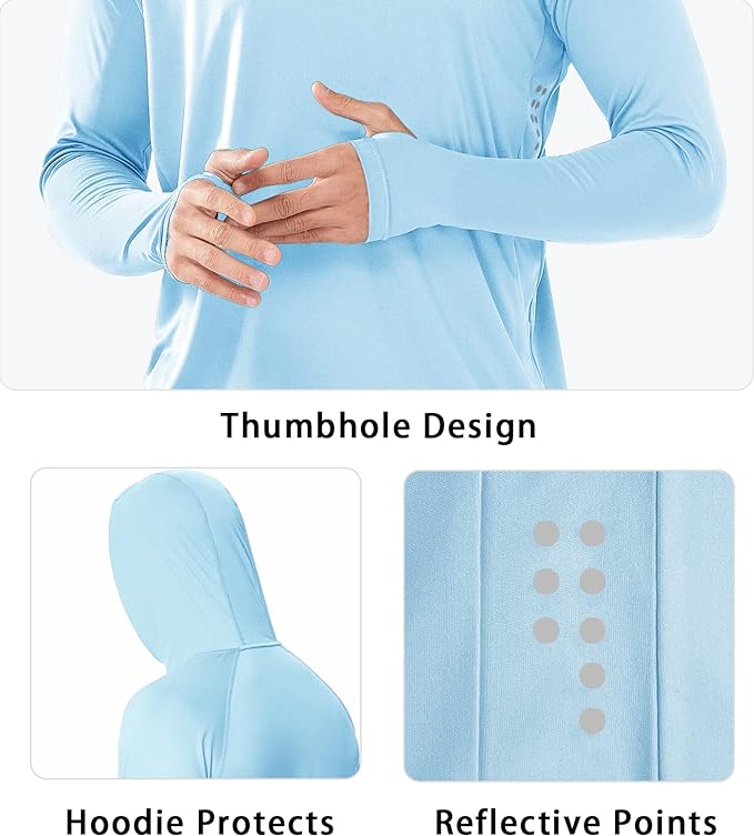 NORTHYARD Men's UPF 50+ Rash Guard Hoodie Long Sleeve Sun Protection Shirt Fishing Swim Beach Hiking Quick Dry Lightweight