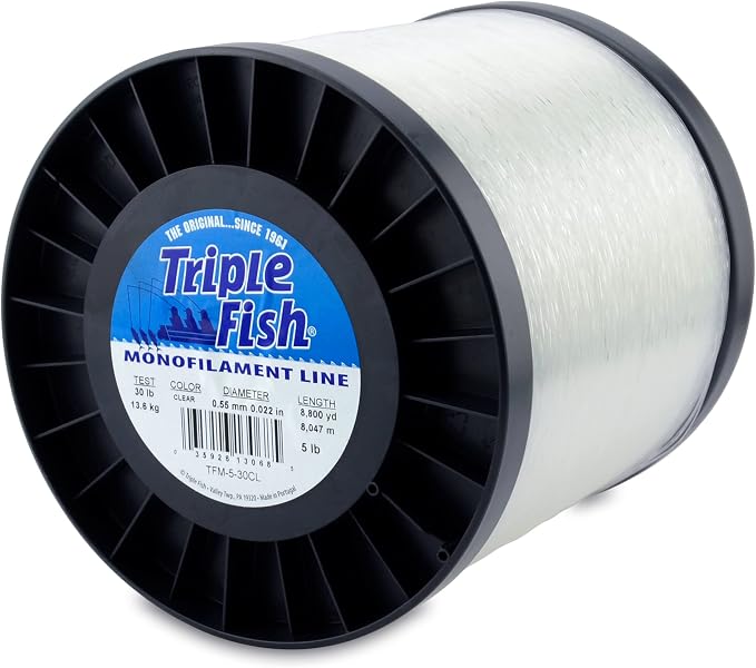 Triple Fish Monofilament Fishing Line - Strong Clear Pink Camo Color for Trolling, Bottom Fishing, Casting Main Line Catfish, Bass
