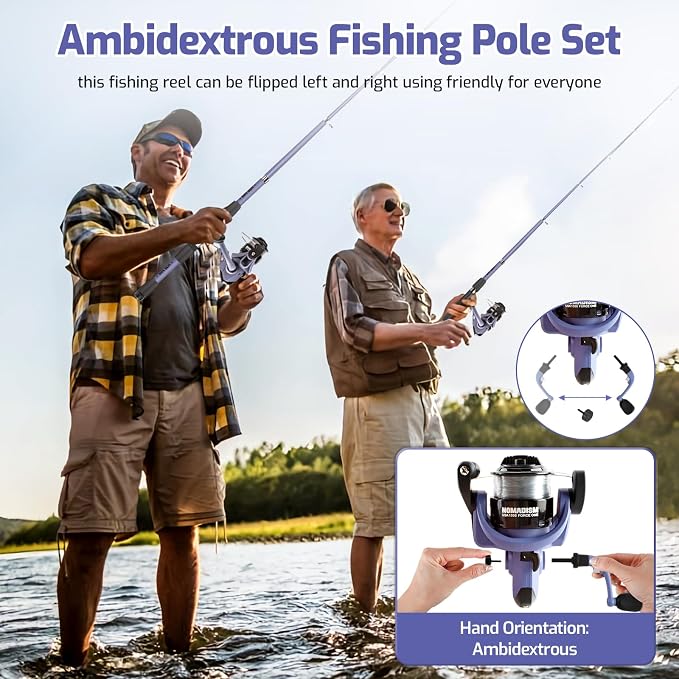 Kids Fishing Pole Set, Portable Telescopic Fishing Rod and Reel Combo for for Boys Girls Youth Toddle Fishing Pole 【Ambidextrous】