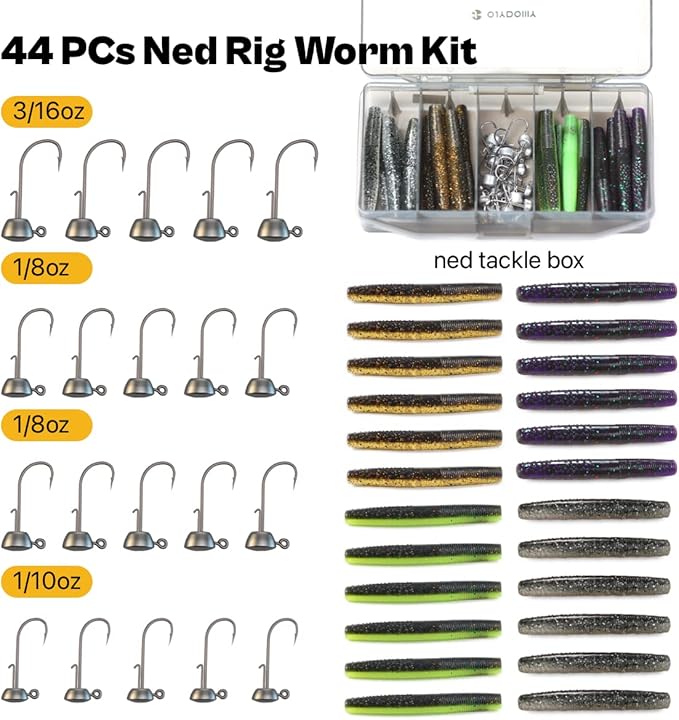 Ned Rig Baits Kit,TRD Soft Plastic Worms or Crawfish for Bass Fishing