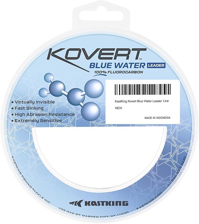 KastKing Kovert 100% Fluorocarbon Fishing Line - Clear Fishing Leader, High Sensitivity, Strong Knot Strength, Shock & Abrasion Resistant, Extreme Clarity, Ultra-Low Visibility, Fast Sinking
