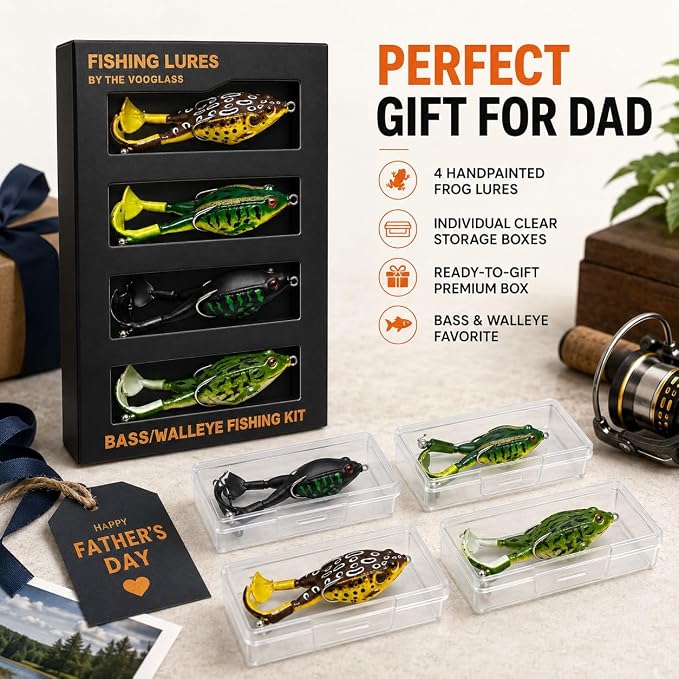 Soft Fishing Lure Kit for Bass/Trout/Pike/Salmon, 4Pcs Fishing Gear for Individually Packaged Baits with Gift Box