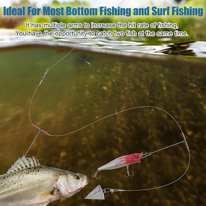 Surf Fishing Tackle Kit Surf Fishing Rigs Double Hook Bottom Rigs Hi-Lo Rig Fishing Leader Rig Pier Fishing Catfishing Bottom Fishing Beach Ocean Saltwater Fishing Rigs
