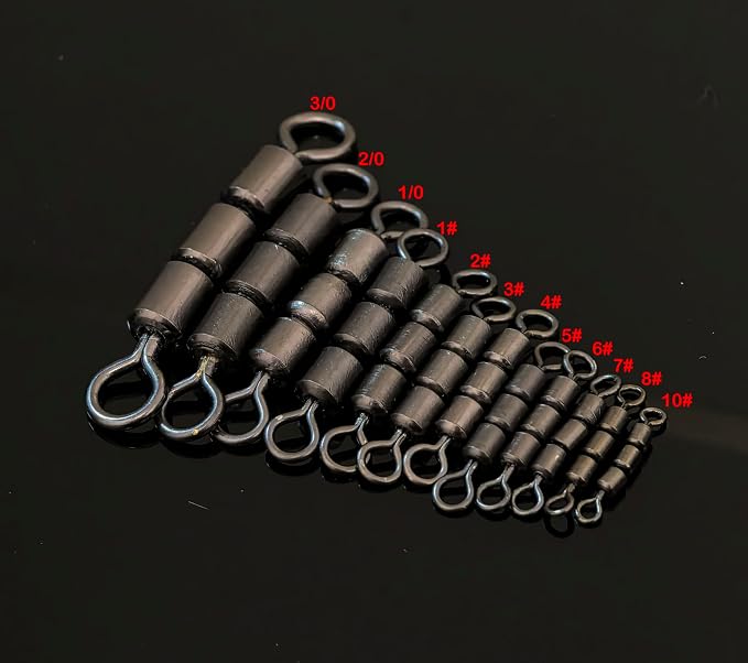 10-30pcs High Speed 3 Roller Swivels 3 Bead Rolling Chain Swivel Fishing Line Lure Connector 12 Sizes