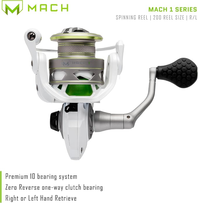 Lew's MACH 1 Spinning Fishing Reel, 9+1 Bearings, Graphite Frame, Speed Gears, Speed Lube, Multi-Disc Drag