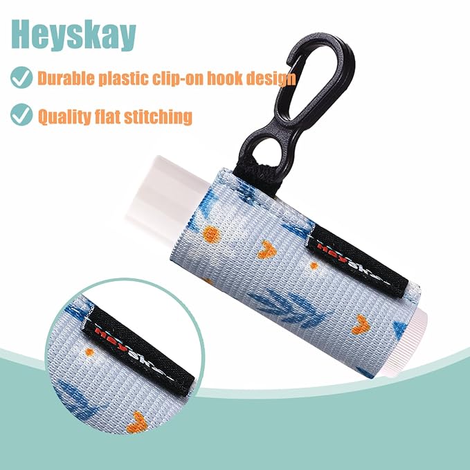 HEYSKAY 3PCS Chapstick Holder Key Chain Lip Balm Holder Keychain Chapstick Holder Lipgloss Lip Balm Elastic Sleeves (Floral Set D)
