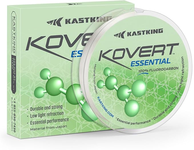 KastKing Kovert 100% Fluorocarbon Fishing Line - Clear Fishing Leader, High Sensitivity, Strong Knot Strength, Shock & Abrasion Resistant, Extreme Clarity, Ultra-Low Visibility, Fast Sinking