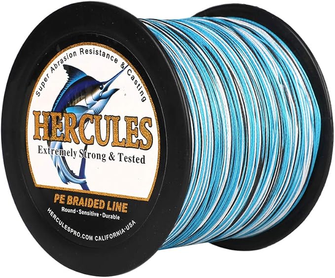 HERCULES Cost-Effective Super Cast 8 Strands Braided Fishing Line 10LB to 300LB Test for Salt-Water,109/328/547/1094 Yards(100M/300M/500M/1000M),Diam.#0.12MM-1.2MM,Hi-Grade Performance,Variety Colors