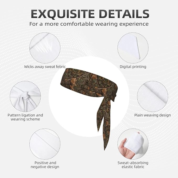 Sports Tie Headbands for Men Women, Adjustable Ninja Karate Head Band Headband for Basketball, Running, Tennis, Yoga