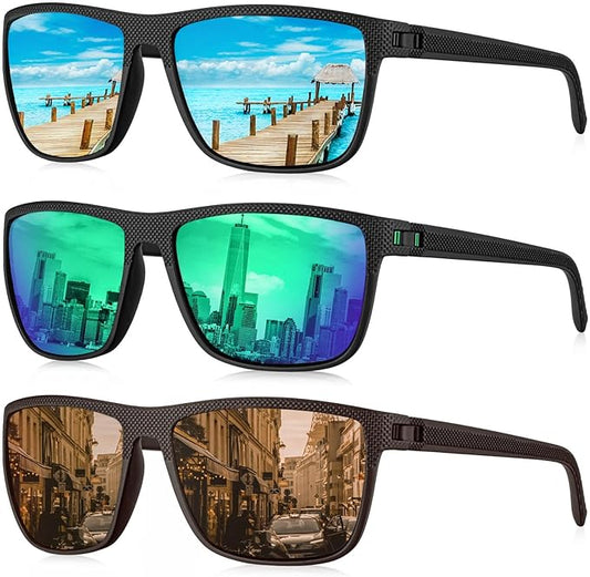 KALIYADI Polarized Sunglasses for Men, Lightweight Sun Glasses with UV Protection for Driving Fishing Golf