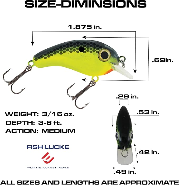 Luck E Strike Crappie Magic Crankbait (2 Inch Crappie Lure) Made in The USA