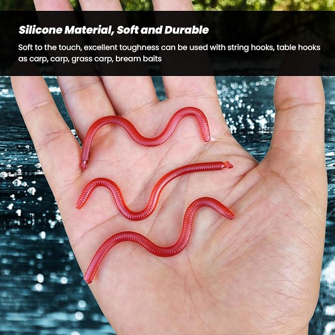 FLEXMAN Fishing Soft Lure, 10cm Elasticity Lifelike Worm Earthworm Bait, Fishing Lure Baits with Box for Fishermen Fishing
