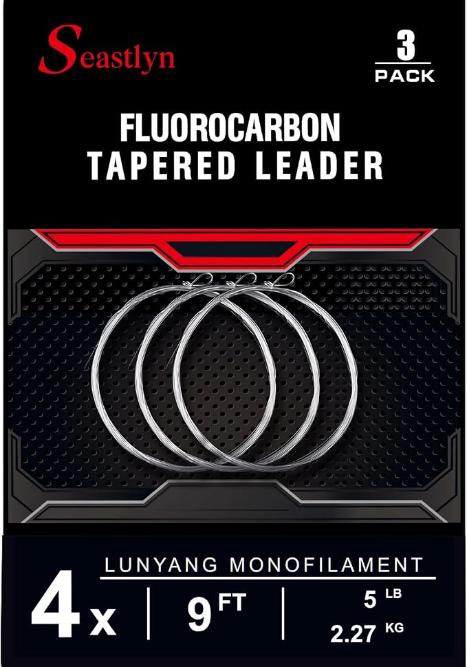 3 Packs Pre-Tied Loop Fly Fishing Tapered Leader Fluorocarbon 7.5FT 9FT 12FT 0X 1X 2X 3X 4X 5X 6X 7X 8LB-26LB