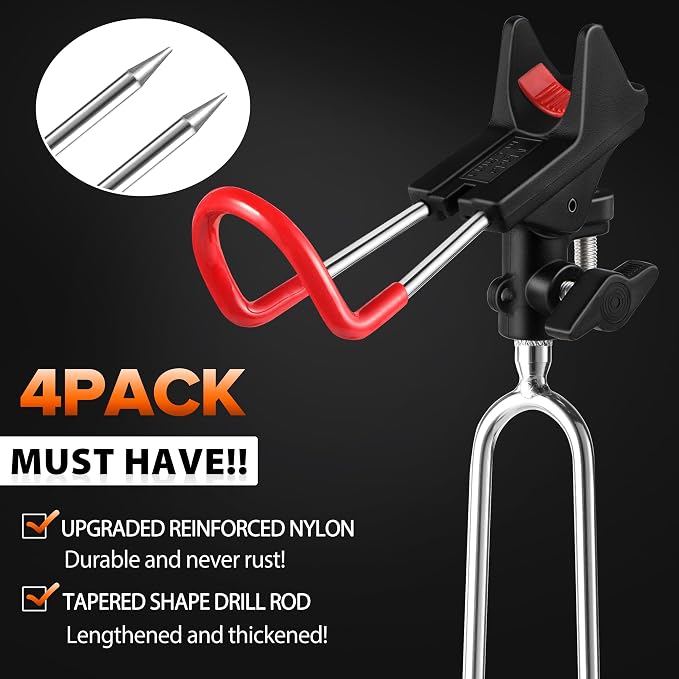 PLUSINNO Fishing Rod Holders - Upgraded 360 Degree Adjustable Fishing Pole Stand Equipment for Bank, Beach, Gift for Men
