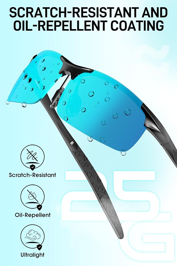 SIPLION Polarized Sunglasses Men Sports: UV Protection Ultra Light Al-Mg Metal Frame Ideal For Driving Fishing Running Golf