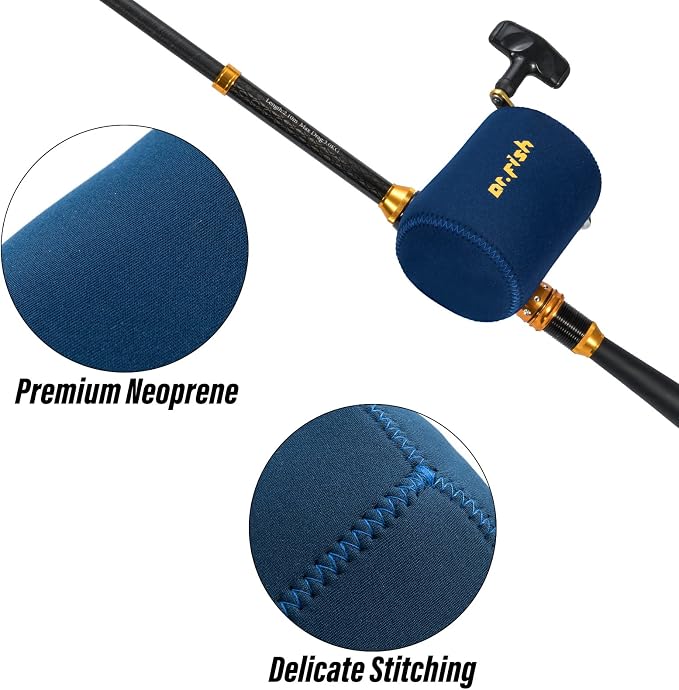 Dr.Fish 2 Pack Round Baitcasting Fishing Reel Cover Conventional Reel Storage Bags Case Pouch Protective Neoprene Left Right Handed Round Baitcaster Reel
