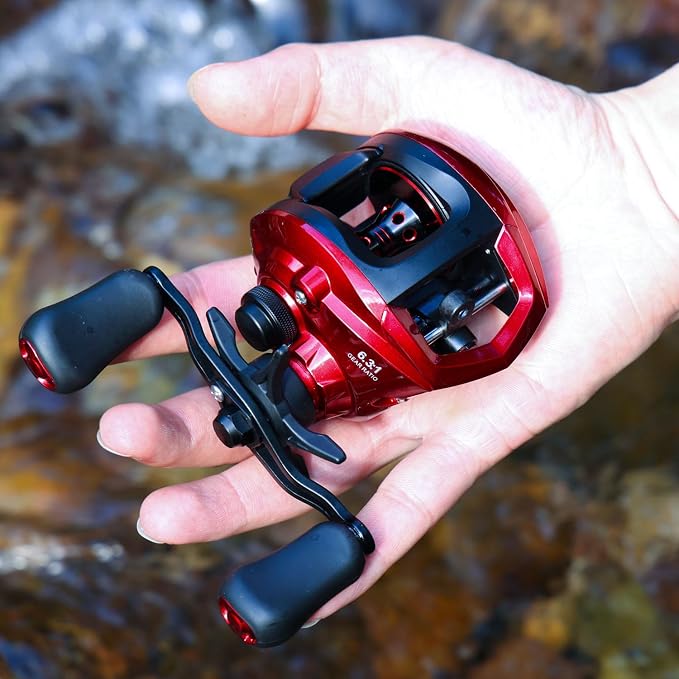 Sougayilang Baitcasting Fishing Reel, 8:1 High Speed Gear Ratio Super Smooth and Powerful Low Profile Baitcaster Reel with Maganic Brake System for Freshwater,Saltwater