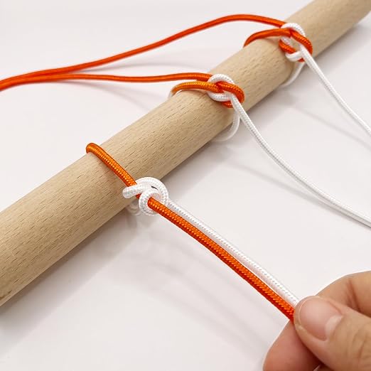 Knot Tying Practice Rope-Two-Color Half Dyed Cord，Simple and Visually Clear Tool for Learning Knot Tying (Ø4mm，Pack of 3)