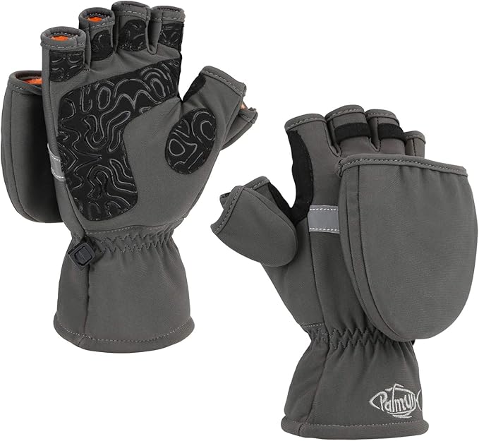 Palmyth Ice Fishing Gloves Convertible Mittens Flip Fingerless Mitt with Thinsulate 3M Warm for Cold Weather and Winter Men Women Photography Running Camera