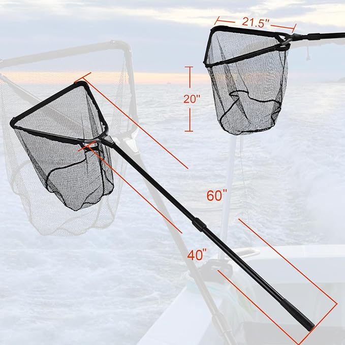 Fiblink Folding Aluminum Fishing Landing Net Fish Net with Extending Telescoping Pole Handle