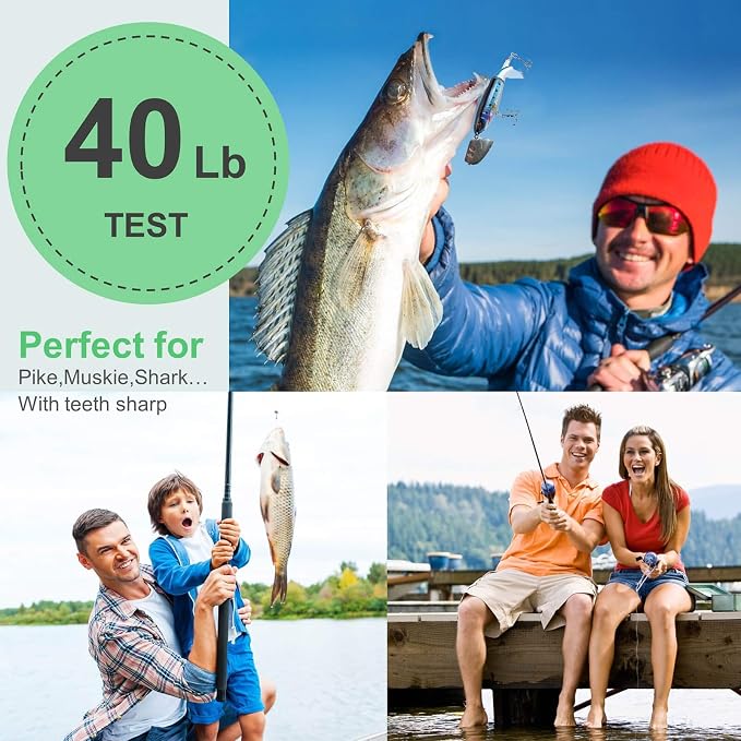 60PCS Fishing Wire Leader, Steel Fishing Leaders with Swivels and Snap, Nylon-Coated Fishing Leader for Connect Fishing Tackle Lures or Hooks, 7.5, 11.7, 12.9 Inch