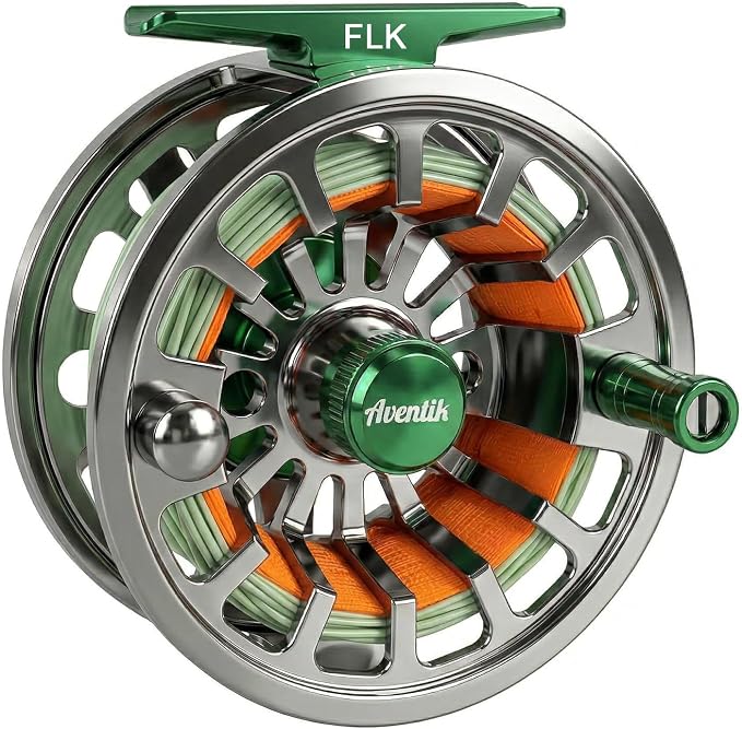 Aventik FLK II Fly Fishing Reel Aluminum Trout 3/5, 5/7, 7/9wt Large Arbor Freshwater Fly Reel with Line.