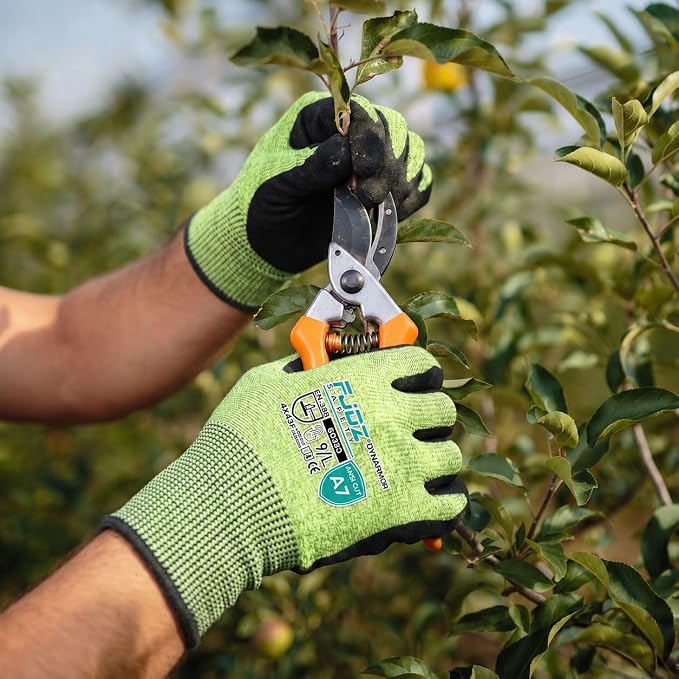 A7 Cut Resistant Work Gloves, 3 Pairs Nitrile Coated Cutting Glove for Woodworking,Construction,Fishing,Metalwork