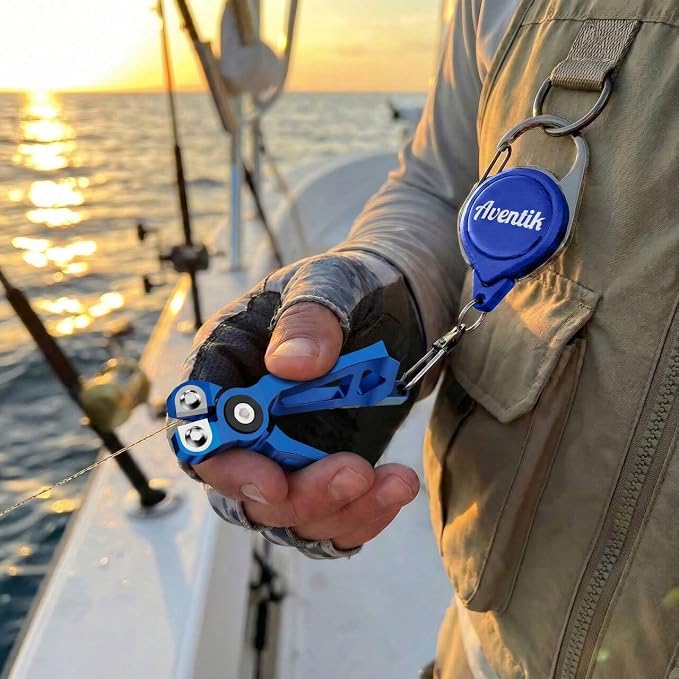 Fishing Line Cutter with Retractable Buckles, Tungsten Carbide Blade & Central Locking - Smooth, Corrosion-Resistant Cuts for Braid, Mono, Fluoro in Saltwater Fishing