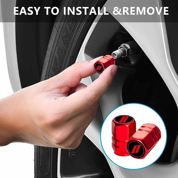 Aluminum 4pcs Tire Valve Cap Cover Set Compatible with Dodge Tire Valve Stem caps fiit for Dodge Challenger Car Accessories Decor (Red-for-D-Q)