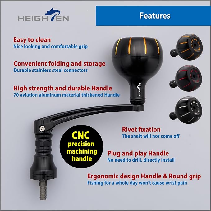HEIGHTEN Fishing Reel Handle for Penn Spinfisher VI/Slammer III IV/Battle II III DX/Pursuit III IV/Fierce II III