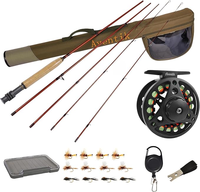 Aventik Extreme Fly Fishing Combo Kit 0/1/2/3/4/5/6 Weight Starter Fly Fishing Rod and Reel Kit Outfit with One Travel Case