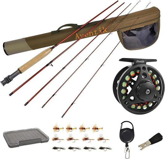 Aventik Extreme Fly Fishing Combo Kit 0/1/2/3/4/5/6 Weight Starter Fly Fishing Rod and Reel Kit Outfit with One Travel Case