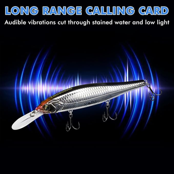 TRUSCEND Vibespinner Easy Catch Fishing Lures with BKK Hooks, Tail Spinner Baits with 4 Actions, Vibrating Swimming Flashing & Jigging for More Bites, Spoon Lures for Bass Trout Crappie Walleye Pike