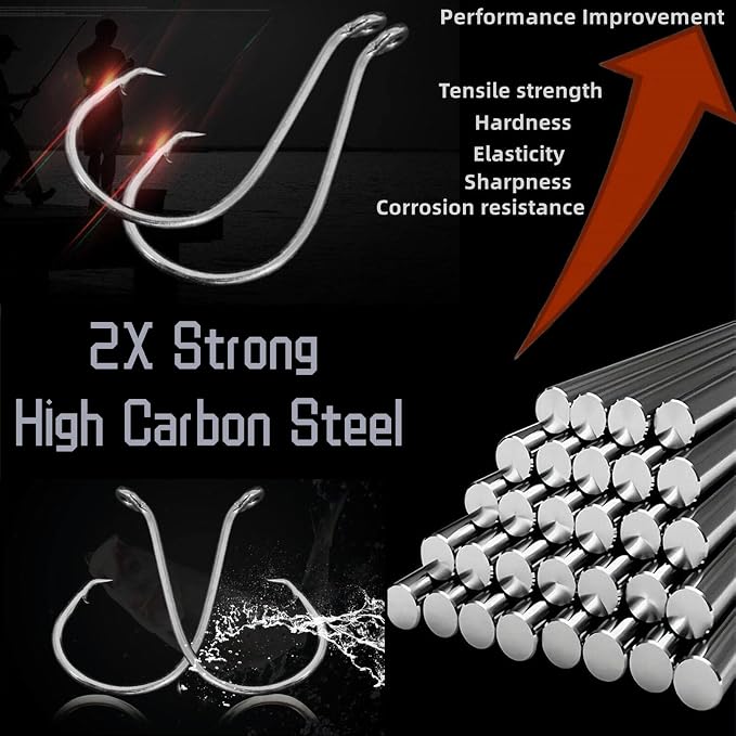 Circle Hooks Fishing Hooks 2X Strong Octopus Offset Fish Catfish Bulk Fishing Gear Equipment Hooks Set Saltwater Freshwater 50PCS