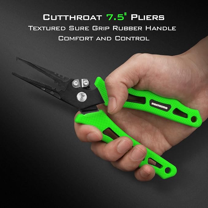 KastKing Cutthroat 7.5- Inch Saltwater Resistant Fishing Pliers, 5-Inch Braid Scissors, Line Cutter, Hook Remover, Fishing Tools Set, Gifts for Men