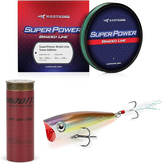 KastKing Superpower Braided Fishing Line and Lure Kit, 4X Braid Line with Hard & Soft Baits, Topwater, Jigs, Rigs&Jerkbaits, Complete Freshwater Fishing Gear Set for Bass,Trout & Walleye,Gift for Men