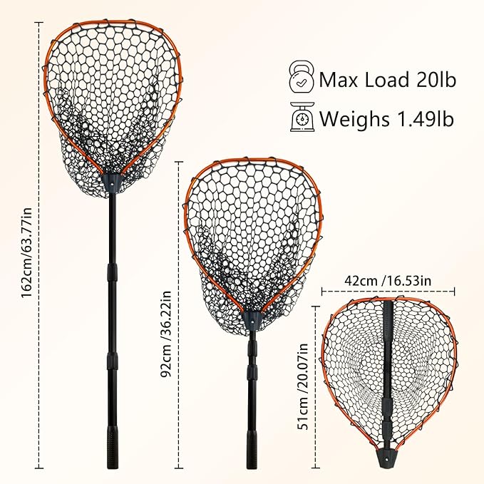 Telescoping Metal Lock Fishing Net Blue Aluminum Alloy Rubber Fish Net - Adjustable Length Lightweight Foldable Large Fishing Net with Handle Collapsible Extendable Fishing Accessories