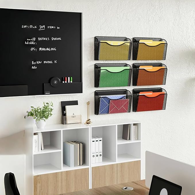 Magnetic Wall File Organizer,Hanging Wall Mounted File Folder Binder Holder Mail Organizer for Office,Home and School Supplies