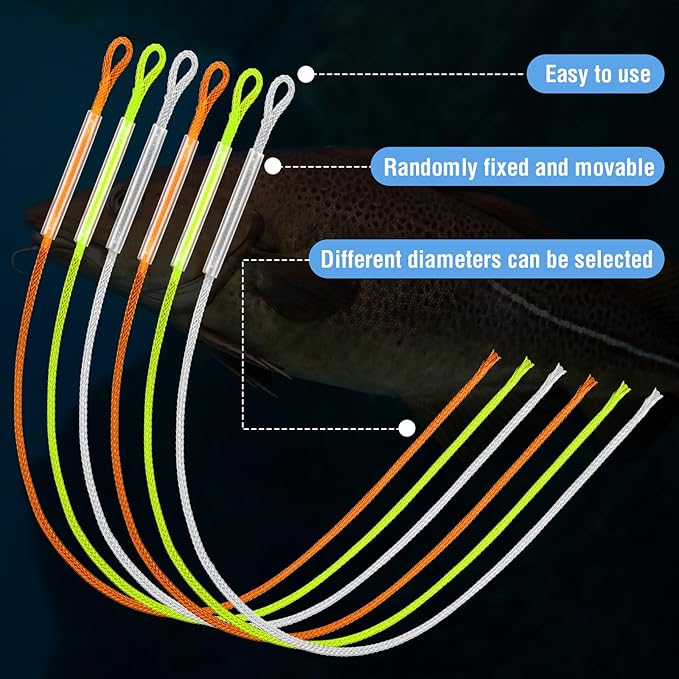 18 Pcs Fly Fishing Leader Connector Pro Selection Combo | 20lb 30lb 50lb | Clear, High Vis Yellow & Orange Braided Leader Loop Connectors for Fly Fish Line, Trout Bass Salmon Fishing Accessories