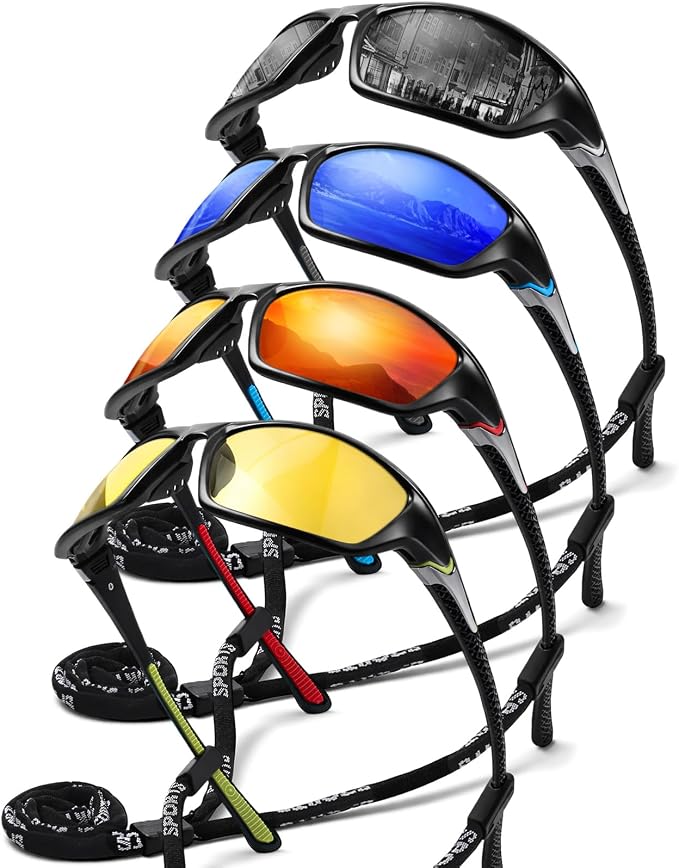 4/5Pack Polarized Sports Sunglasses for Men Women Baseball Cycling Running Fishing UV Protection Sun Glasses