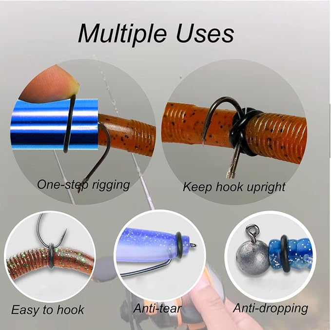 Wacky Rigging Tool, Fishing Bait Rigs, Wacky Rig Ring Tool with 70PCS Worm O-Rings, Wacky Worm Kit for Senko Neko Finesse Stick Soft Baits