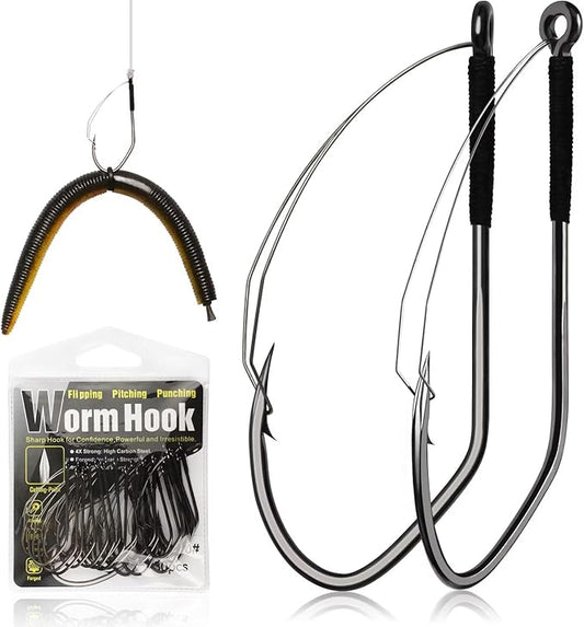 Dovesun Weedless Worm Hooks Wacky Rig Hooks Texas Rig Hooks 30PCS Professional V Bass Fishing Hooks for Freshwater Saltwater 1/0 2/0 3/0