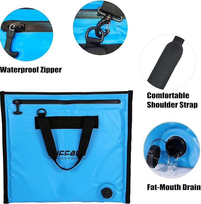 Buffalo Gear Insulated Cooler Bag - 20x18in Bait Cooler, Waterproof Fish Kill Bag